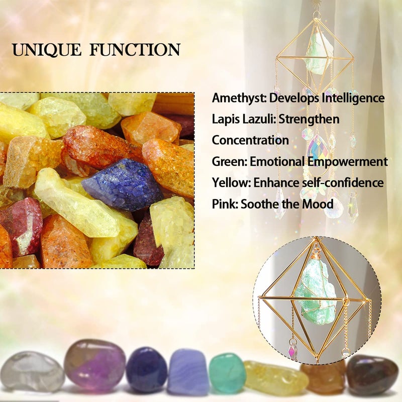 LPKADQA الأخضر فلوريت كريستال Suncatcher نافذة معلقة قلادة الزجاج الموشورات ديكور الرياح الرنين قوس قزح الشمس الماسك للمنزل حديقة الشرفة - Image 5